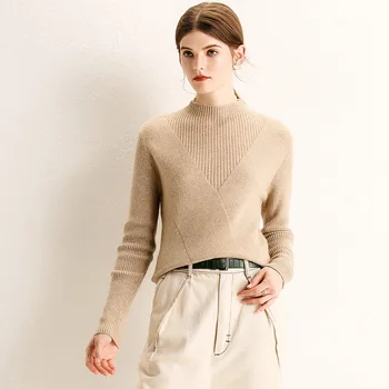 

2019 New Autumn and Winter Lady Turtleneck Wool Sweater Elegant Female Sleeve Solid Color Cashmere Sweater