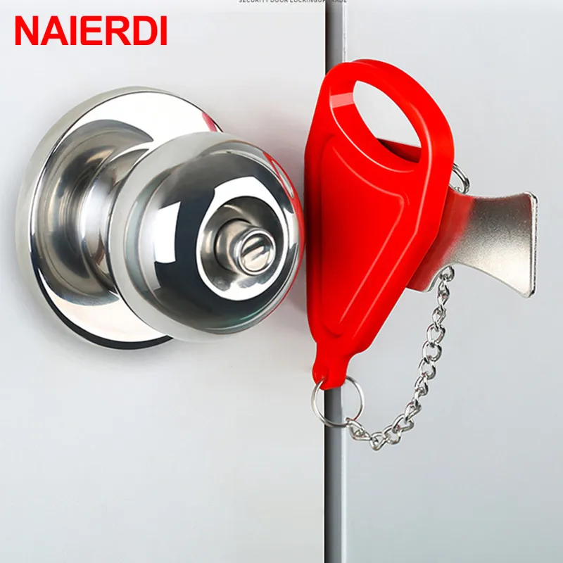 NAIERDI Portable Hotel Door Lock Travel Lock Childproof Door Lock Anti-theft Lock for Security Home Safety Lock Door Hardware afbeelding