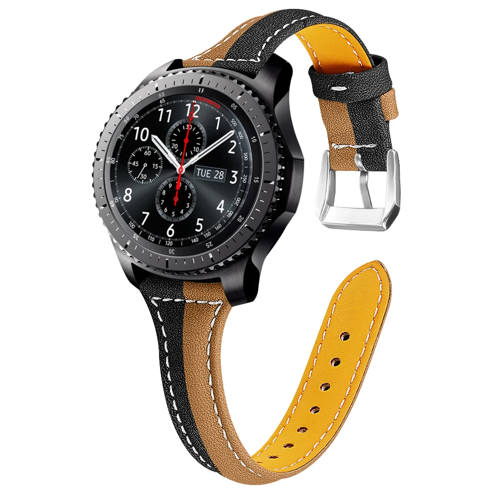 Ремешок для часов из натуральной кожи, ремешок для samsung gear S3 S2 Galaxy 42/46 мм, активный ремешок для Amazfit Stratos 2 2 S, браслет 20 мм, 22 мм - Цвет ремешка: Coffee Black