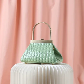 

Cult Gaia Luxury Handbags Women Designer Green Leather Handbag Genuine Cow Leather Bag Fashion Tote Bags Ladies Snake Print Bags