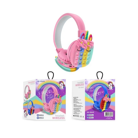 unicorn Wireless Headphones Creative Bluetooth Headset Push Bubble Fidget Headset Adult Stress Relief Decompression Toy