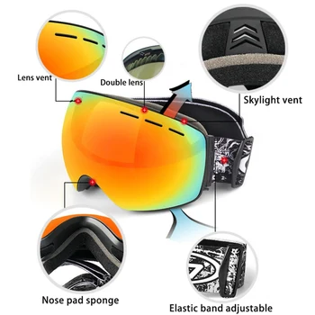 

Men Women Double Layers Anti-fog Big Ski Mask Glasses Snowboard Goggles Eyewear Skiing Eyewear Rimless Ski Goggles