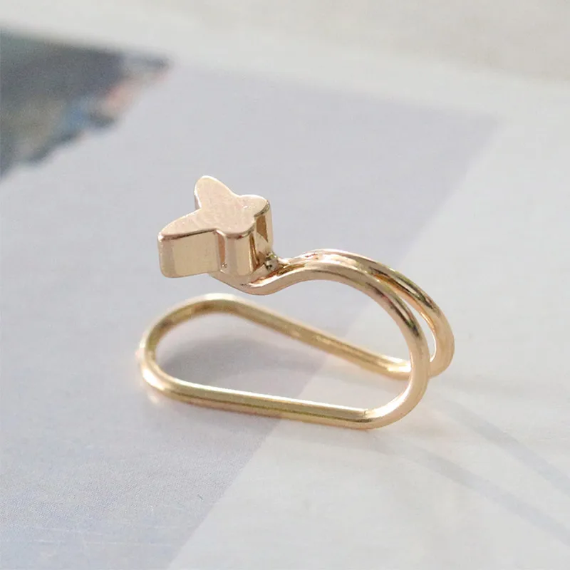 Butterfly Earring Клипсы для ушей, без проколов, серьги для ушей, кость, золото, цвет, звезда, бабочка, круглое сердце, жемчуг, клипсы, серьги, модные ювелирные изделия для женщин - Окраска металла: Butterfly Earring
