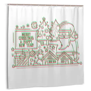 

CHARM HOME Santa Claus Whith You Joy Christmas 2 Plastic Shower Curtain 72x72 In Customized Bathroom Waterproof Polyester