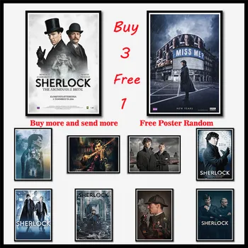

American TV Series Sherlock Holmes Wall Stickers White Coated Paper Poster Living Room Home Decoration painting Frameless