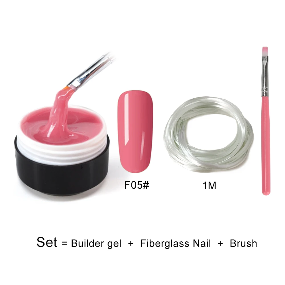 builder gel set F05 Набор гель для наращивания ногтей УФ-гель-щетка для быстрого строительства желе акриловый полигель Набор 15 мл lakiery hybrydowe paznokcie oje - Цвет: builder gel set F05