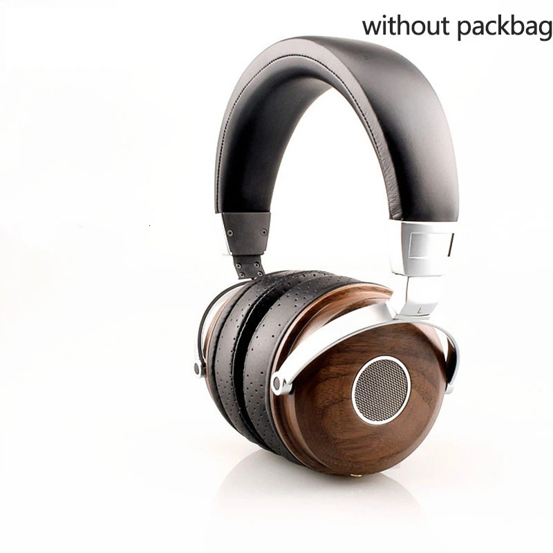 without packbag B7 Hi FI стерео наушники открытый динамический деревянный монитор наушники W/драйвер из Бериллиевого сплава DJ Металлическая гарнитура аудио наушники - Цвет: without packbag