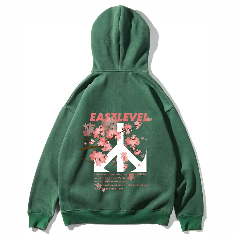 EastLevel, высокое качество, хип-хоп, с капюшоном, с принтом сакуры, мужские модные толстовки, повседневные толстовки, пуловер, уличная одежда, топы - Цвет: the picture color