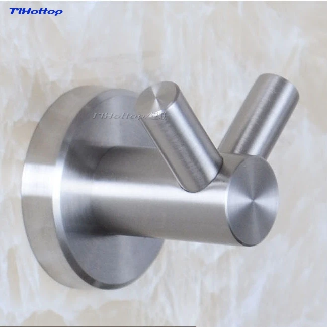 Tlhottop Modern 304 Stainless Steel Brushed Hat Hook Bathrobe Clothes Hanger Bathroom Coat Rack Bathroom Accessories YJ-7550