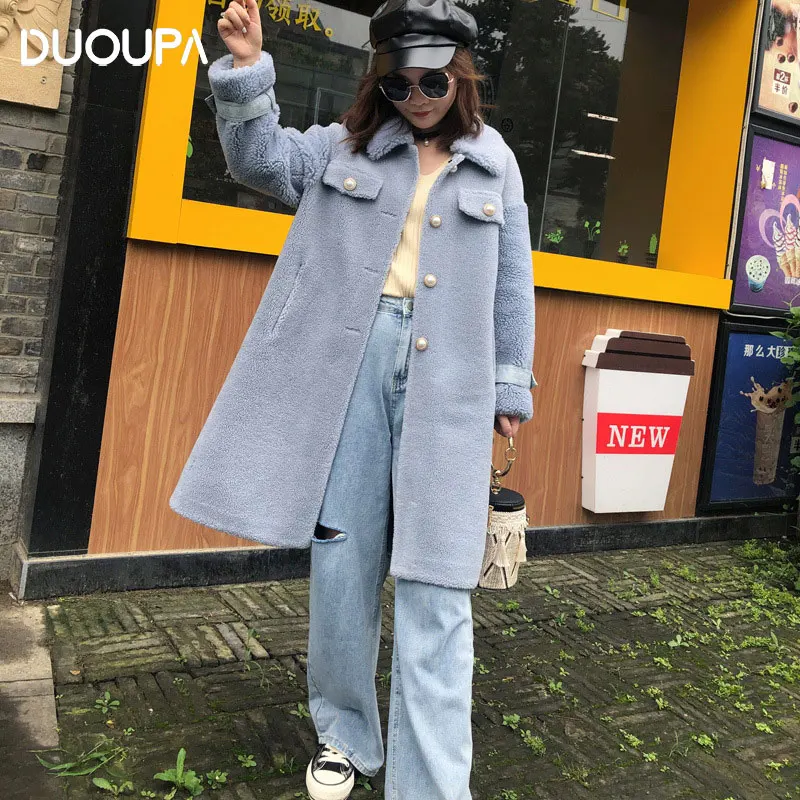 

2019 Autumn and Winter New Fur Women Plus Velvet Coat Female Sheep Shearing and Wool Fur Long Section Composite Fur Coat Trench