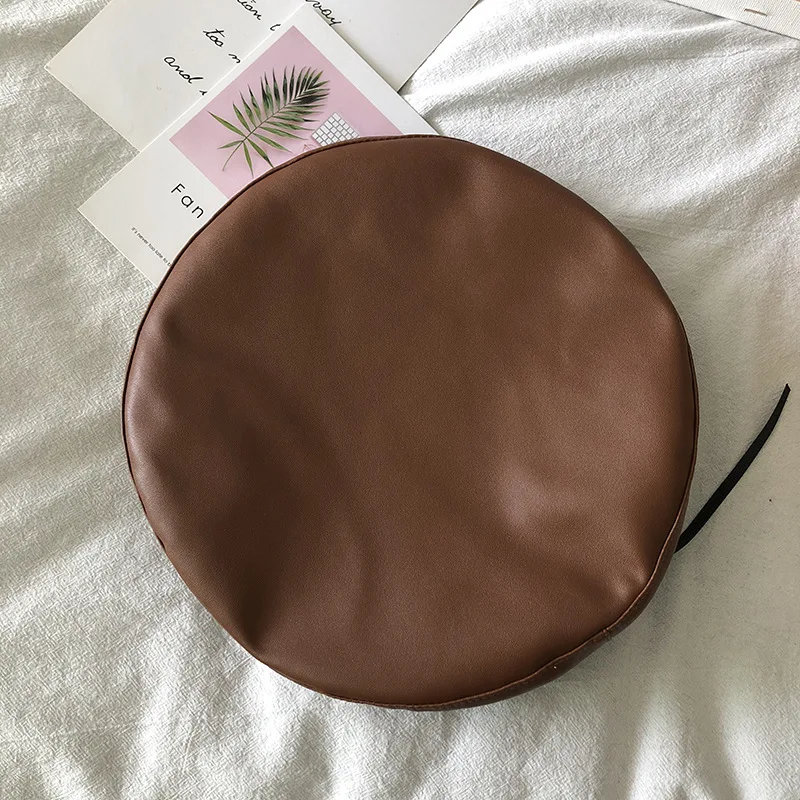 autumn and winter new beret female Korean version of the solid color wild painter hat - Color: Brown
