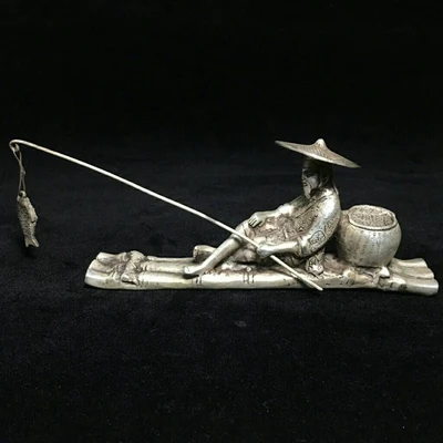 

Exquisite antique bronze fishing old man home decoration
