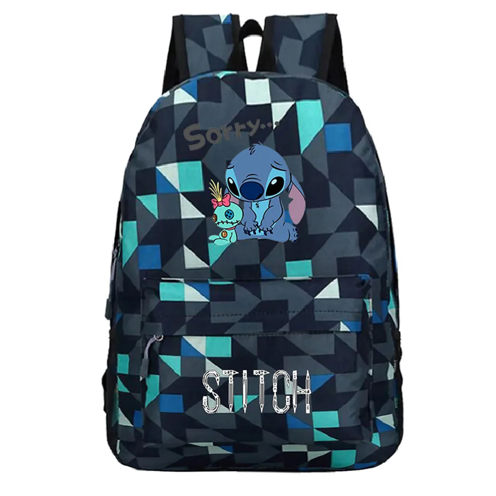 2021 New Disney Star Baby Stitch Printed Pattern School Bag Wild Backpack Creative Travel Bag Red White Student School  Backpack