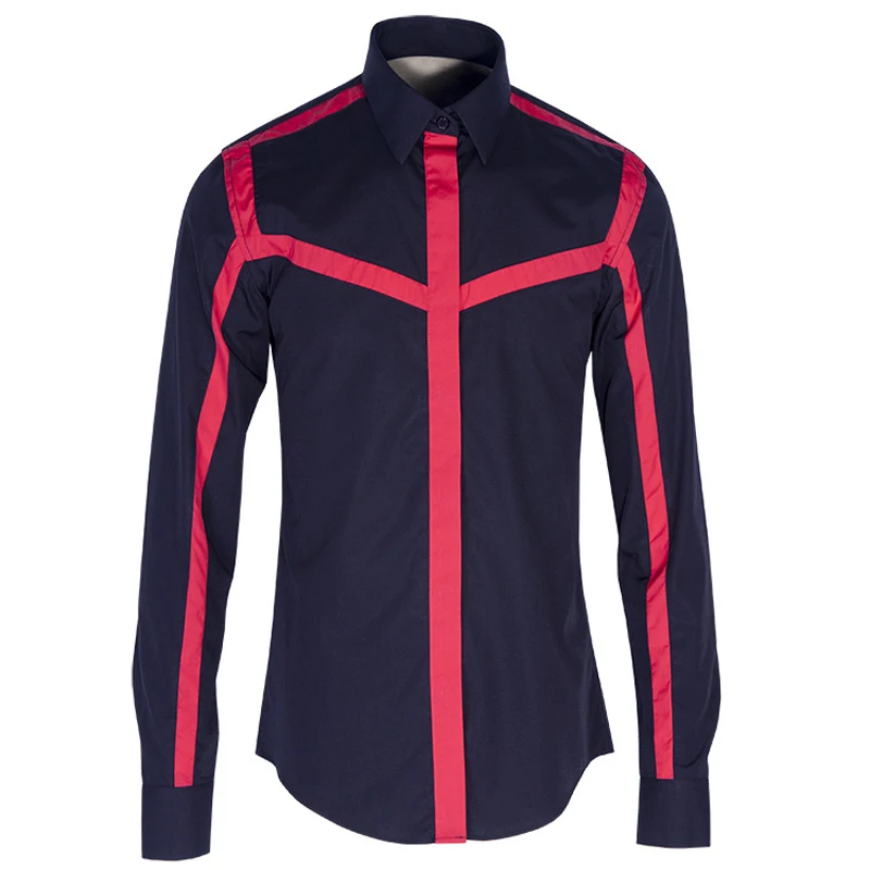 Мужская рубашка роскошное сплайсинговое платье с длинным рукавом модная