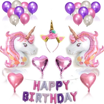 unicorn balloons 4 Единорог праздничные украшения: воздушные шары Единорог шар День рождения Baby Shower неоновые стикеры свадебные декоративные шарики - Цвет: unicorn balloons 4