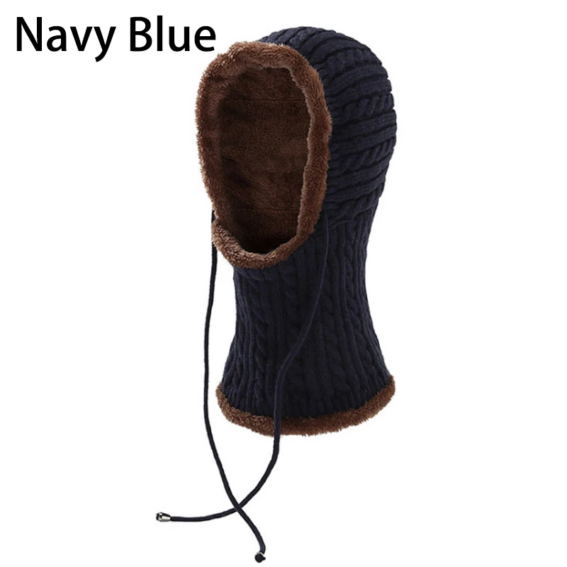 Navy Blue Прочная многоцветная вязаная шапка, сохраняющая тепло от холода, 1 шт., шапка для шеи, вязаная шерстяная пряжа, зимние шапки - Цвет: Navy Blue
