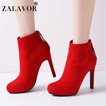

ZALAVOR Women Boots British Style Flock Velvet Stretch Boots Casual Fashion Internal Leather European And American Size 34-43