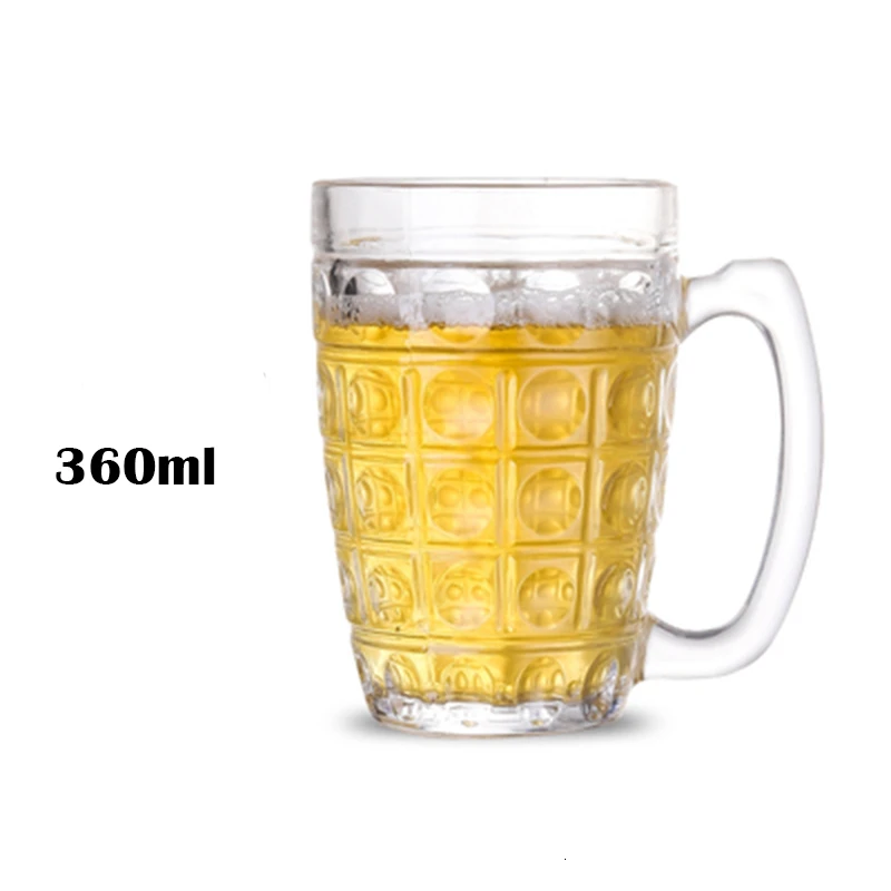 CAKEHOUD Household Glass Beer Mug With Handle Thickened Transparent Crystal Tea Cup Drink Cup Bar Party Supplies Cocktail Glass - Цвет: 1