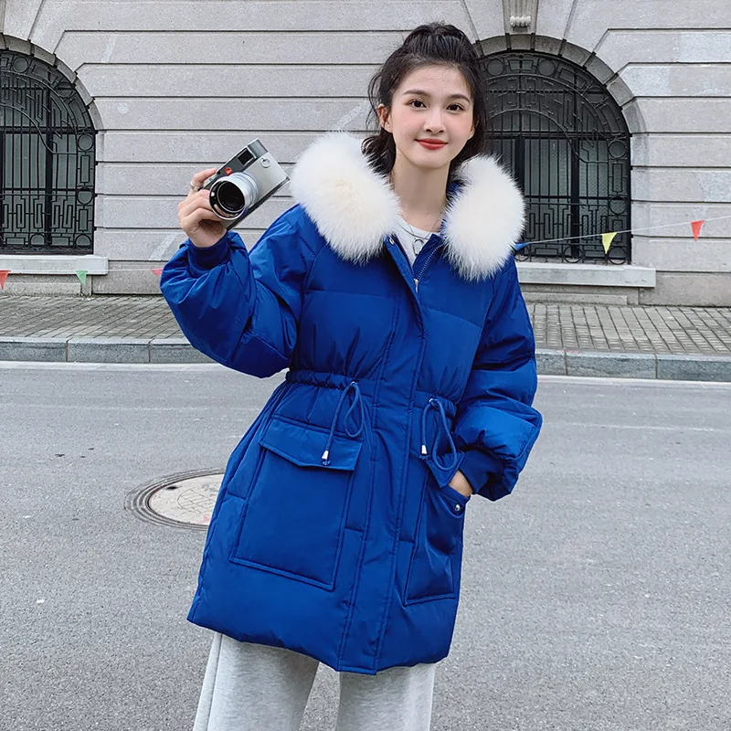 

Женская Стеганая куртка на хлопковом наполнителе, с длинным рукавом и меховым воротником