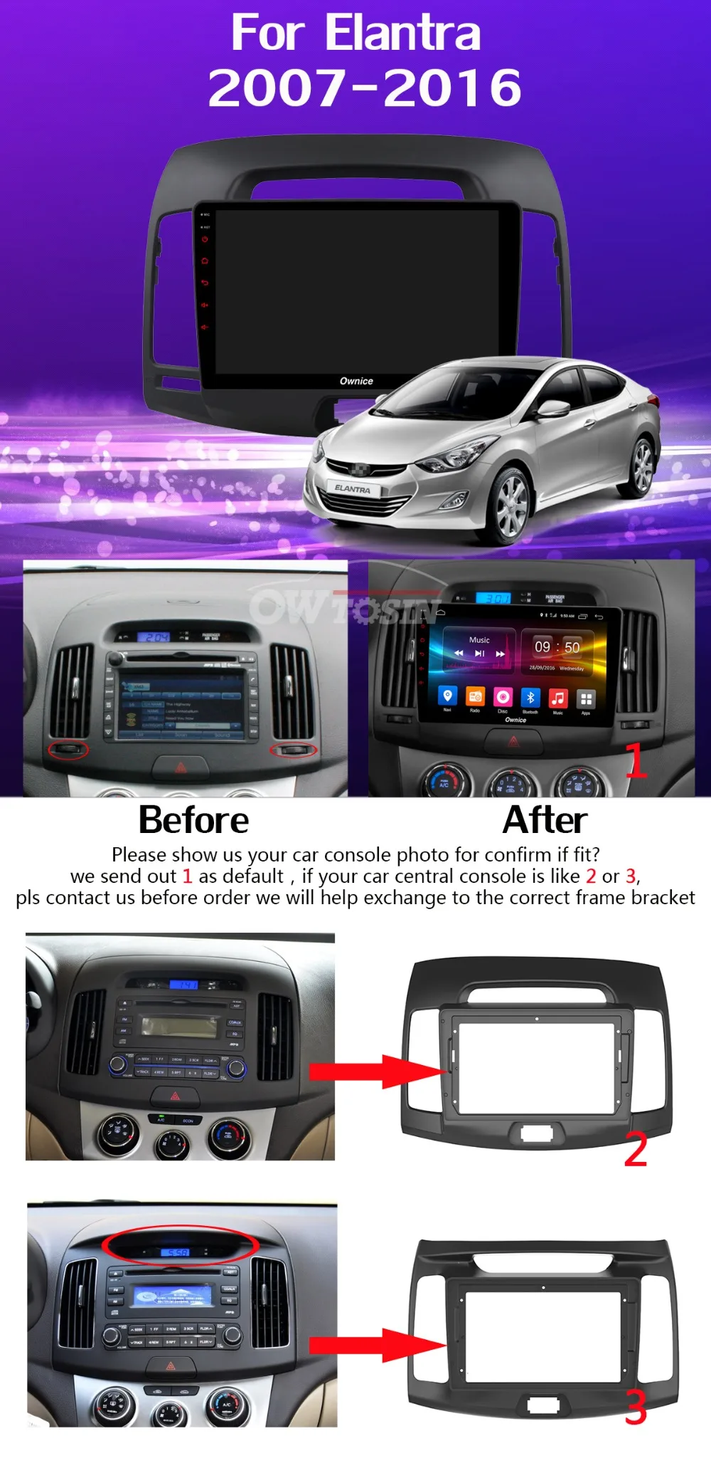 Clearance 360°Panoramic Android 9.0 8Core 4+64G GPS Radio DSP CarPlay Car Multimedia Head Unit GPS GPS Radio for Hyundai Elantra 2007-2016 7