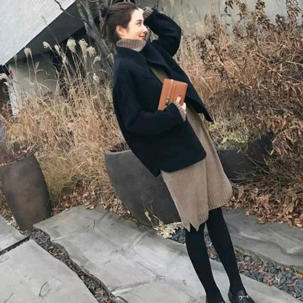 Кашемировое шерстяное Женское пальто зима модное винтажное элегантное одноцветное пальто с отворотом cappolto Lana Donna Manteau Mouton Femme