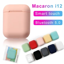 Оригинальные Macaron i12 TWS, Bluetooth наушники, умные сенсорные беспроводные наушники, классная красочная стереогарнитура, HD Микрофон для телефона