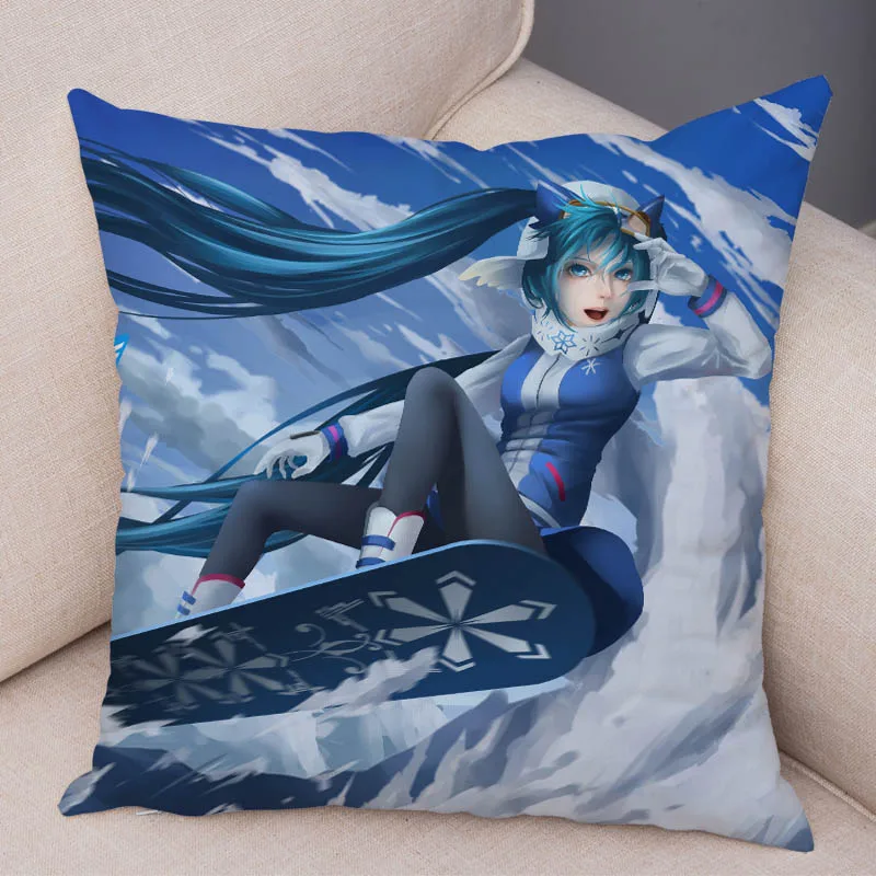 Милая Музыка Девушка VOCALOIDCushion чехол для дивана домашние подушки в автомобиль Чехлы 45x45 см Декор Hatsune Подушка «Мику Хацунэ» наволочка с мультяшным принтом - Цвет: 4
