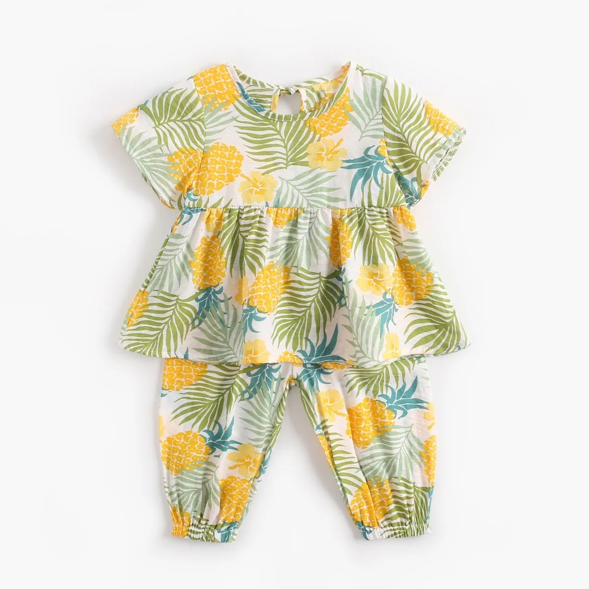 Newborn Bodysuit Outfits Baby Clothing Short Sleeve Cotton Summer New Cute Baby Girls Anti-mosquito Clothes Fashion Soboba - Цвет: Yellow