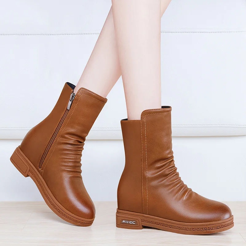 

Black And White with Pattern Tube Boots Women's Spring And Autumn New Style 2019 Versatile Cotton-padded Shoes WOMEN'S Shoes Mar