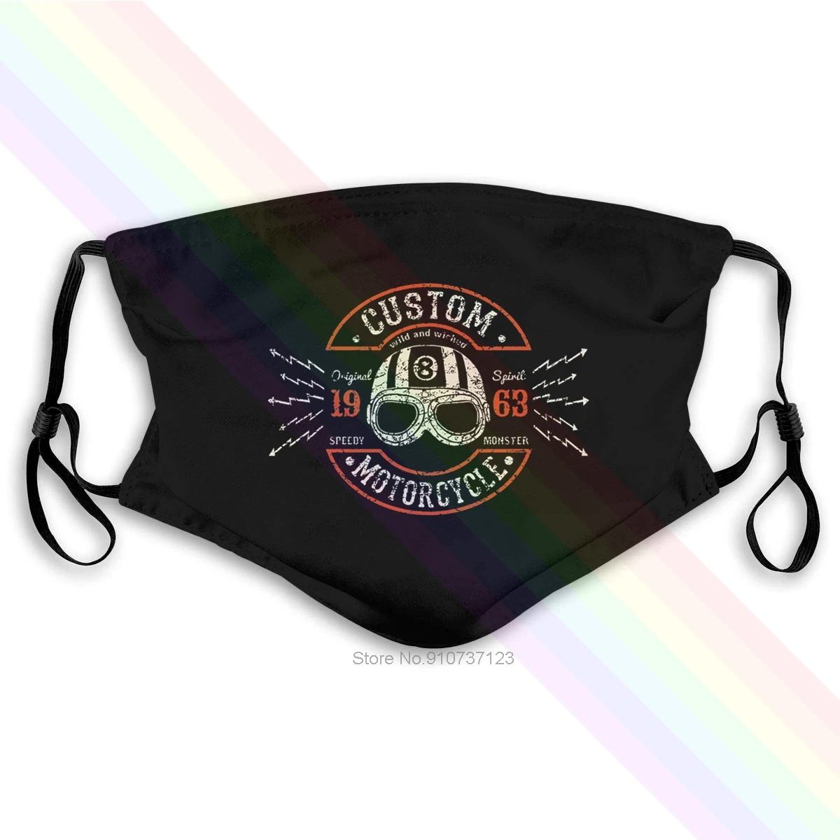 Винтажная Байкерская моющаяся многоразовая маска Cafe Racer с 2 фильтрами PM2.5 5 слоев |