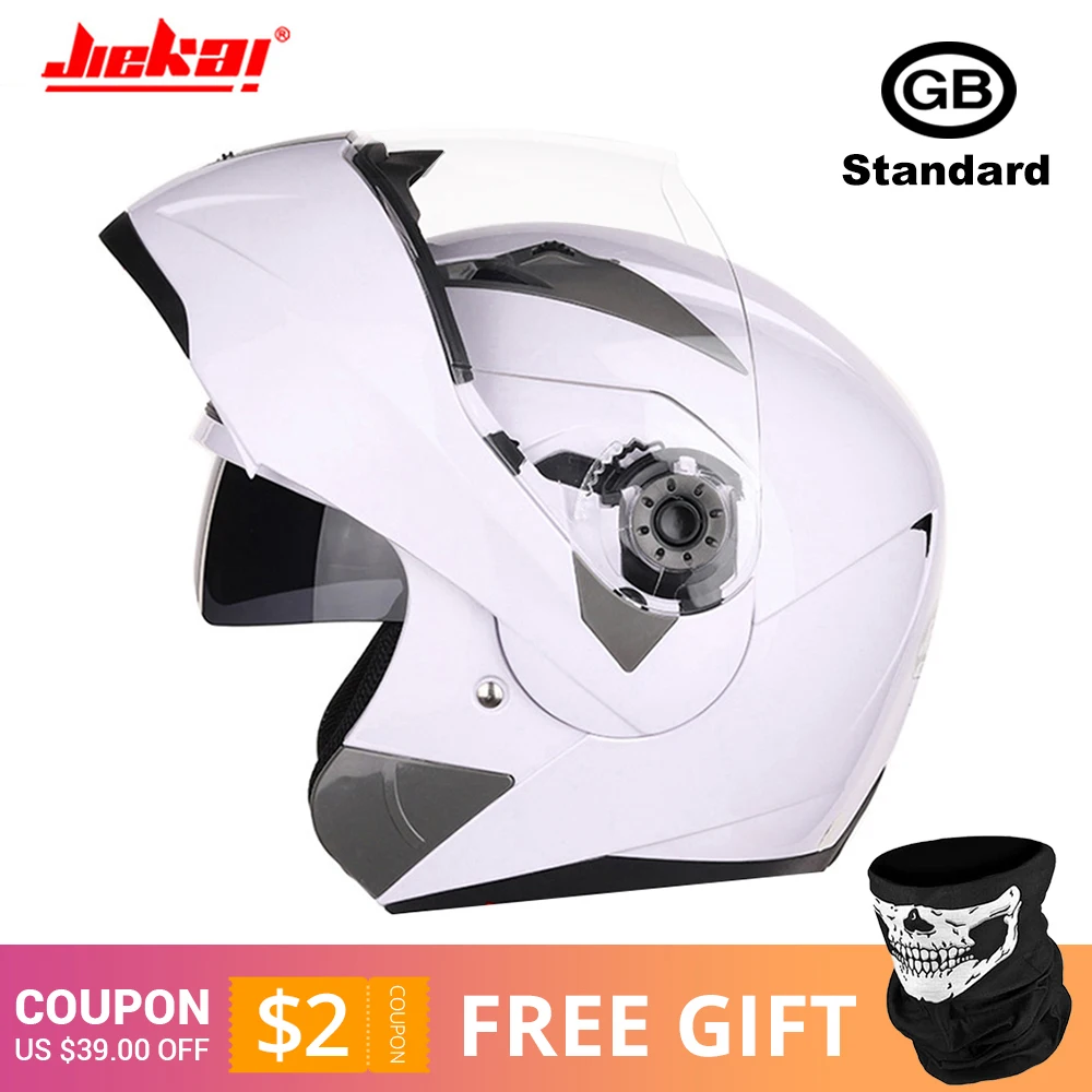 JIEKAI 105 White Новинка, откидной мотоциклетный шлем, мотоциклетный, модульный, с двумя линзами, для мотокросса, мотоциклетный шлем, крушение, полное лицо, шлемы, Casco Moto Casque - Цвет: JIEKAI 105 White