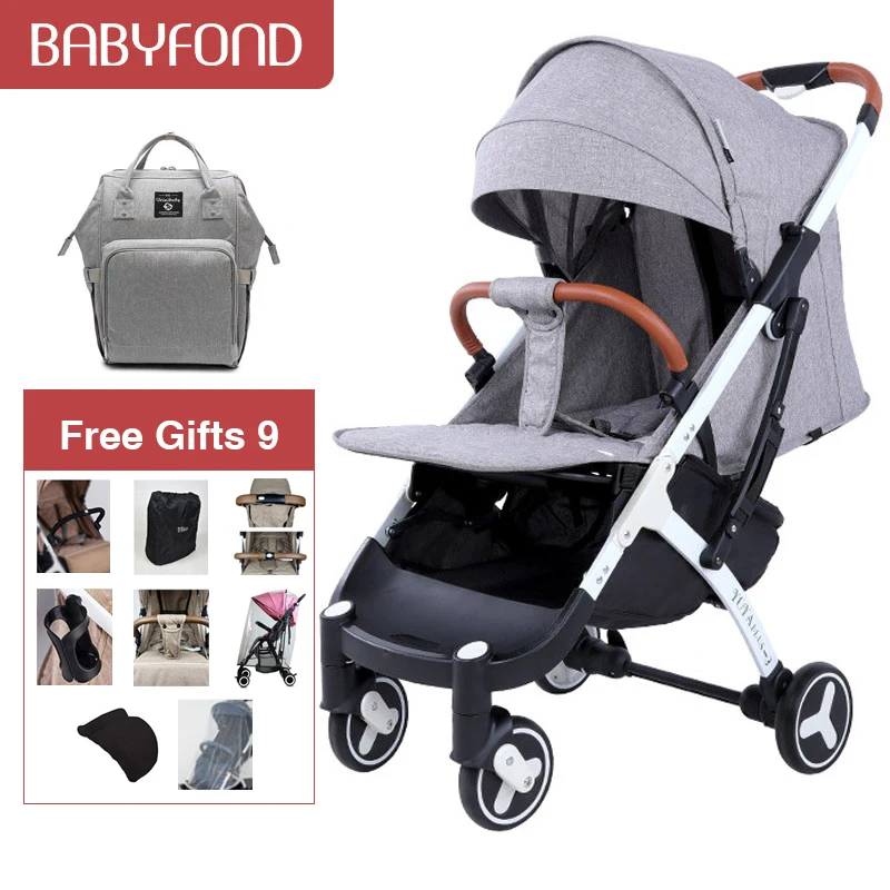 

yoyaplus-3 Baby stroller can sit reclining ultra light portable simple folding children's trolley with bags