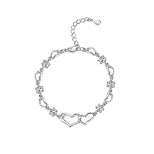 

Trendy Bracelet 925 Silver Jewelry with Zircon Gemstone Korean Style Heart Shape Hand Accessories for Women Wedding Party Gifts