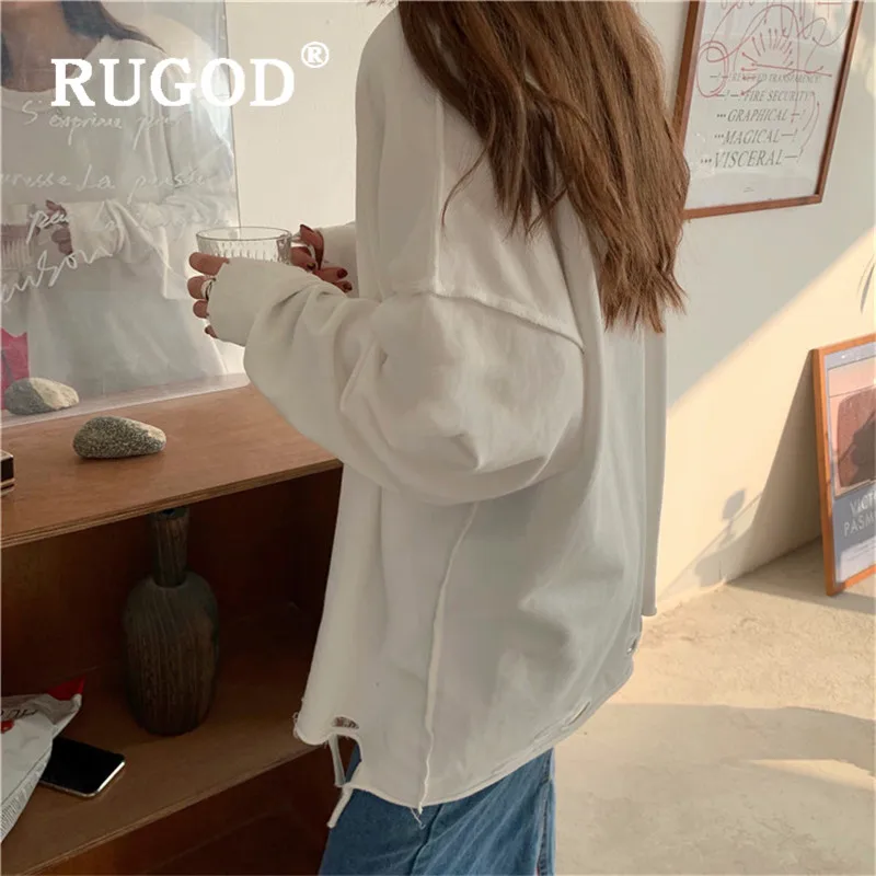 RUGOD женский свитер с дырочками, Kpop, одежда, одноцветная, оверсайз, UK, модная, повседневная, Корейская уличная одежда, зима, яркие цвета