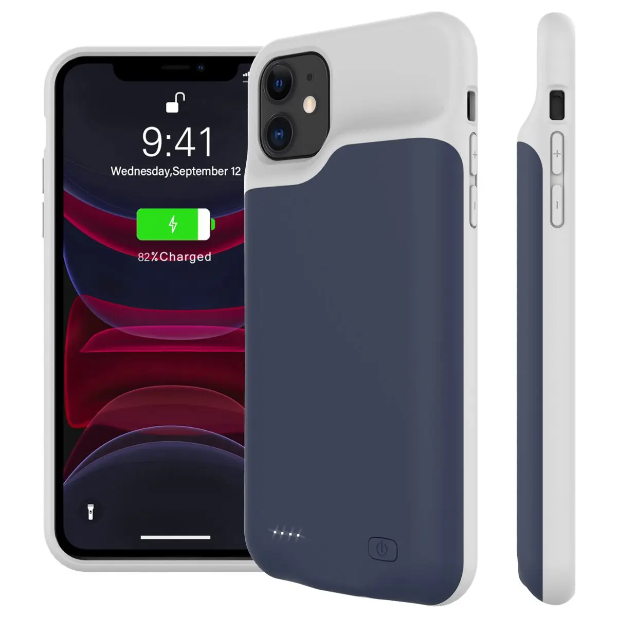 

For iPhone 11 6.1 inch Battery Charger Case 5200mAh External Backup Charger Power Bank Battery Case Built In Magnetic Metal