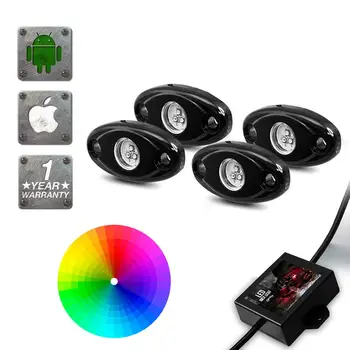 

4 pcs a set off-road Lamp RGB Rock light kit with Bluetooth Control high in night
