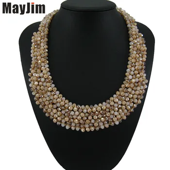 

MayJim Vintage Choker crystal bead Chain Pure hand knitting Necklace Women bohemian Necklaces Pendants Fashion Statement