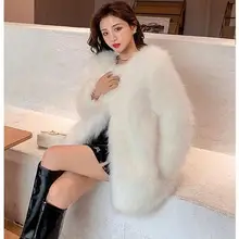 Abrigo de zorro Artificial para mujer, abrigo de piel de lujo, suelto, grueso, cálido, de talla grande, abrigo de peluche, invierno, 2021