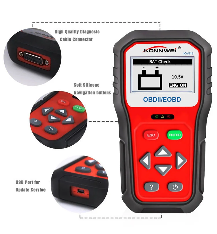Профессиональный OBD2 сканер Код Читателя KW818 Анто сканер инструмент для диагностического сканирования автомобиля проверка двигателя светильник инструменты для всех автомобилей