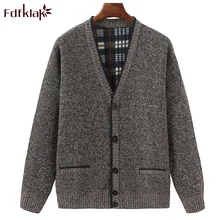 Fdfklak среднего возраста v-образным вырезом плюс бархат мужской свитер толстый шерстяной кардиган зимняя куртка мужская теплая верхняя одежда свитера пальто L-3XL