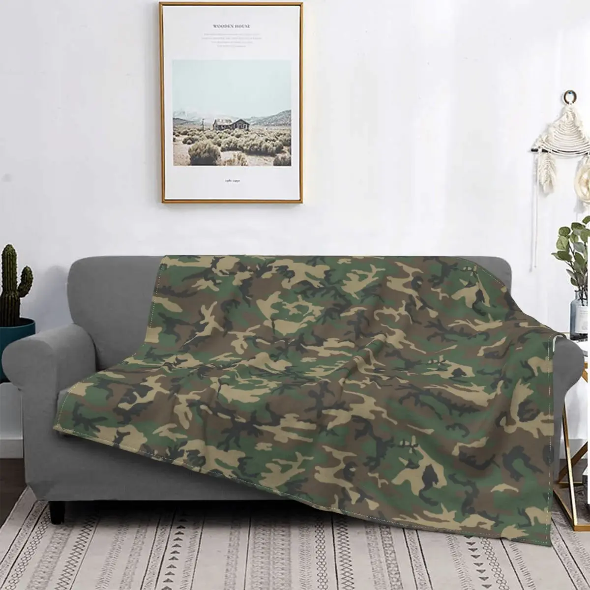 Army Camouflage Pattern Blankets Jungle Military Camo Fleece Funny Soft Throw for Home Spring Autumn | Дом и сад