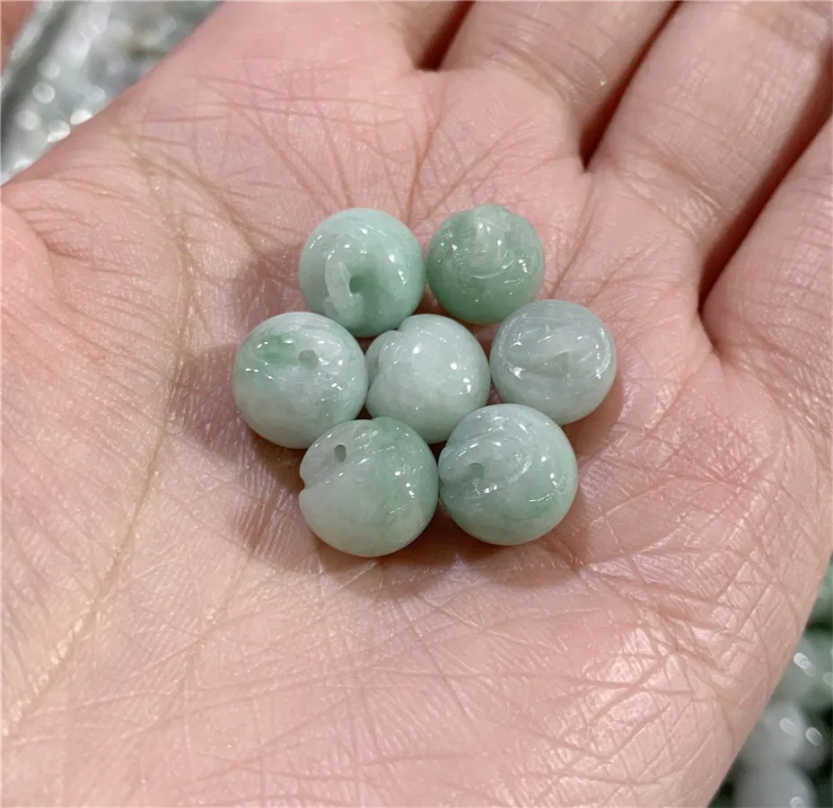 

5PC Natural jade Emerald 10mm apple Bead Accessories DIY Bangle Charm Jewellery Fashion Hand-Carved Luck Amulet Gift