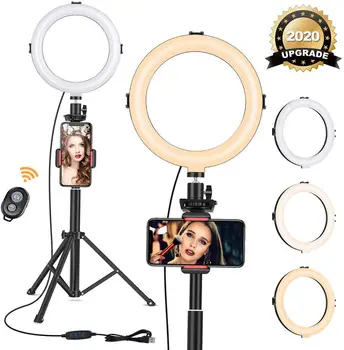 

8" Ring Light with Tripod Stand Dimmable Selfie Ring Light LED Ringlight for Live Stream Makeup Youtube VK Tik Tok Photography