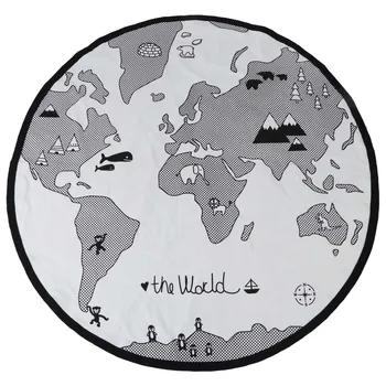 

135CM Adventure World Map Pattern Circular Kid Game Mat Thicken Baby Crawling Play Mat