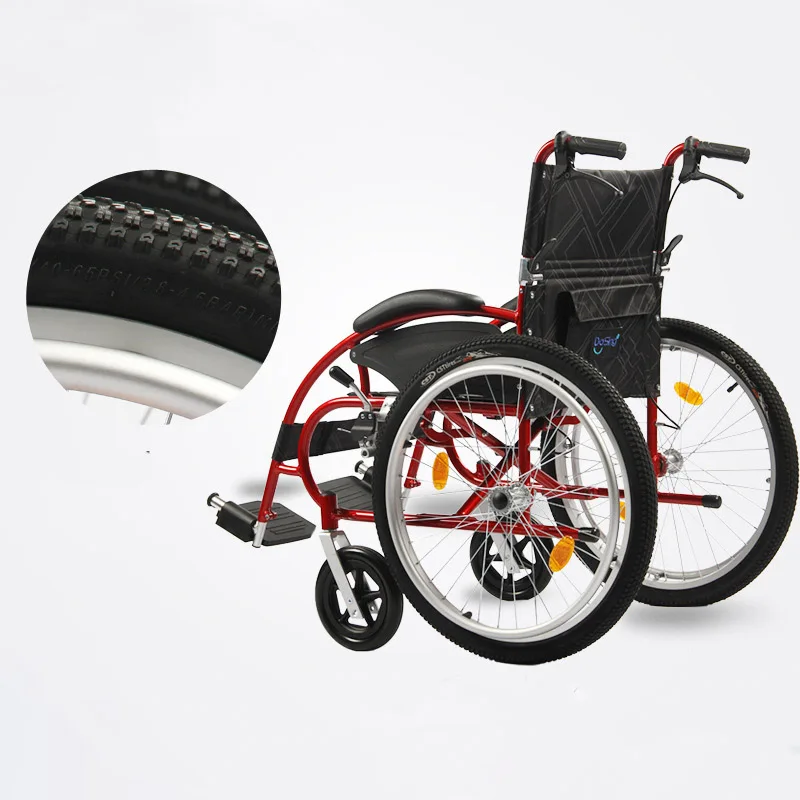 Sports And Leisure Wheelchair Folding Portable Ultra Light Aluminum Alloy Damping Wheelbarrow Disabled Manual Walker