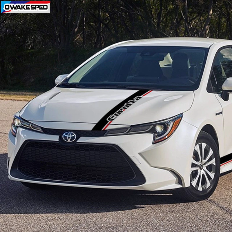 Наклейка на автомобильный капот Racing Sport в полоску для TOYOTA Corolla 2006 2020 Декоративная