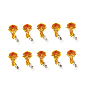 

10Pcs Cloth Embroidery Cartoon Nurse Badge Clip Work Permit Easy Pull Buckle Work Card Clip Yellow