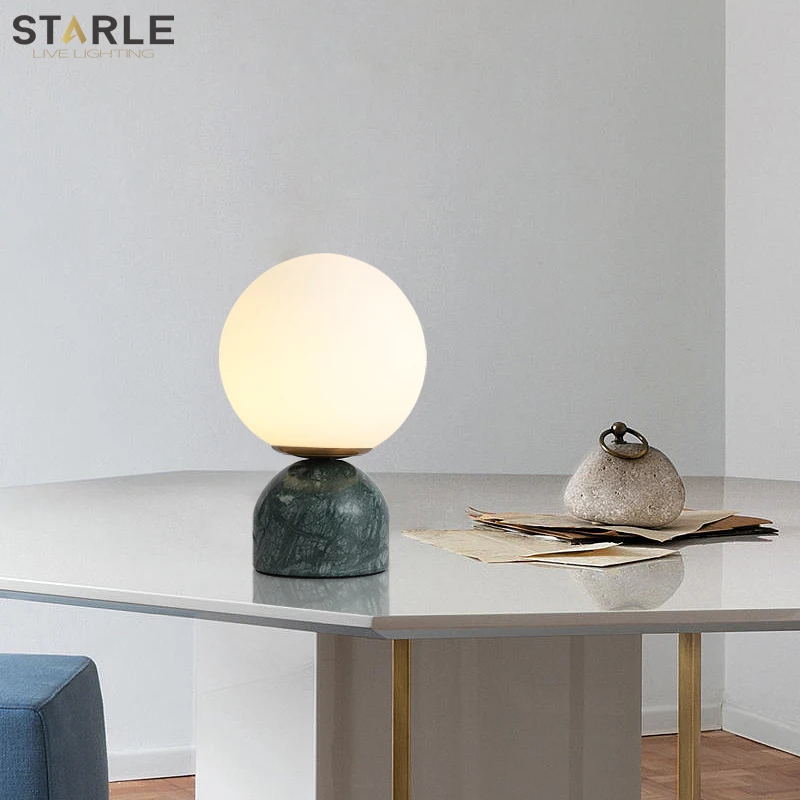 

Designer Art Marble Table Lamp Nordic Modern Minimalist Bedroom Hotel Study Decoration Personality Indoor Lighting Bedside Lamp