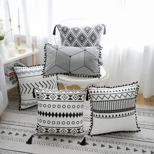 Мягкие черно-белые наволочки украшения наволочки с кисточкой для дивана; для кровати; для автомобиля домашний Свадебный декор
