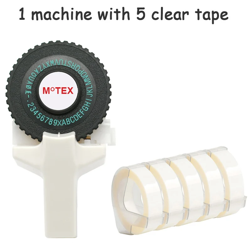 Белый цвет MoTex E101 принтер мини DIY Ручная Совместимость для dymo 3D тиснение ручная лента ручная машинка надпись машина - Цвет: machine with 5 clear